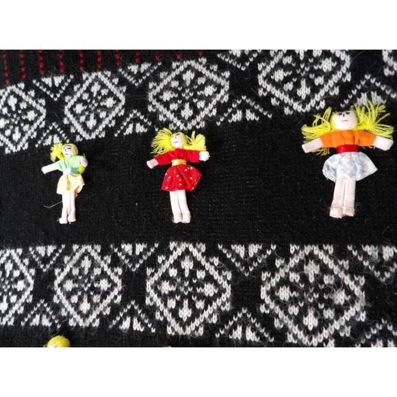 Western Connection Sweater Medium Dolls 3D 80s Knit Art to Wear Funky Weird - Picture 9 of 14